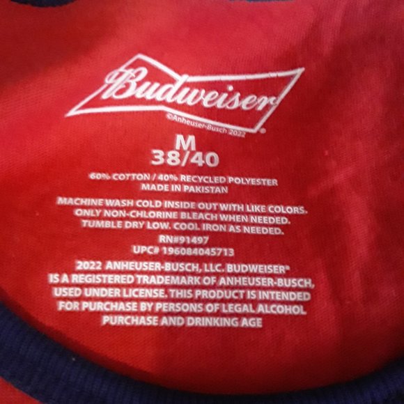 Official Budweiser Tank Top Vintage distressed look  Mens size M New w Tags - Picture 3 of 4